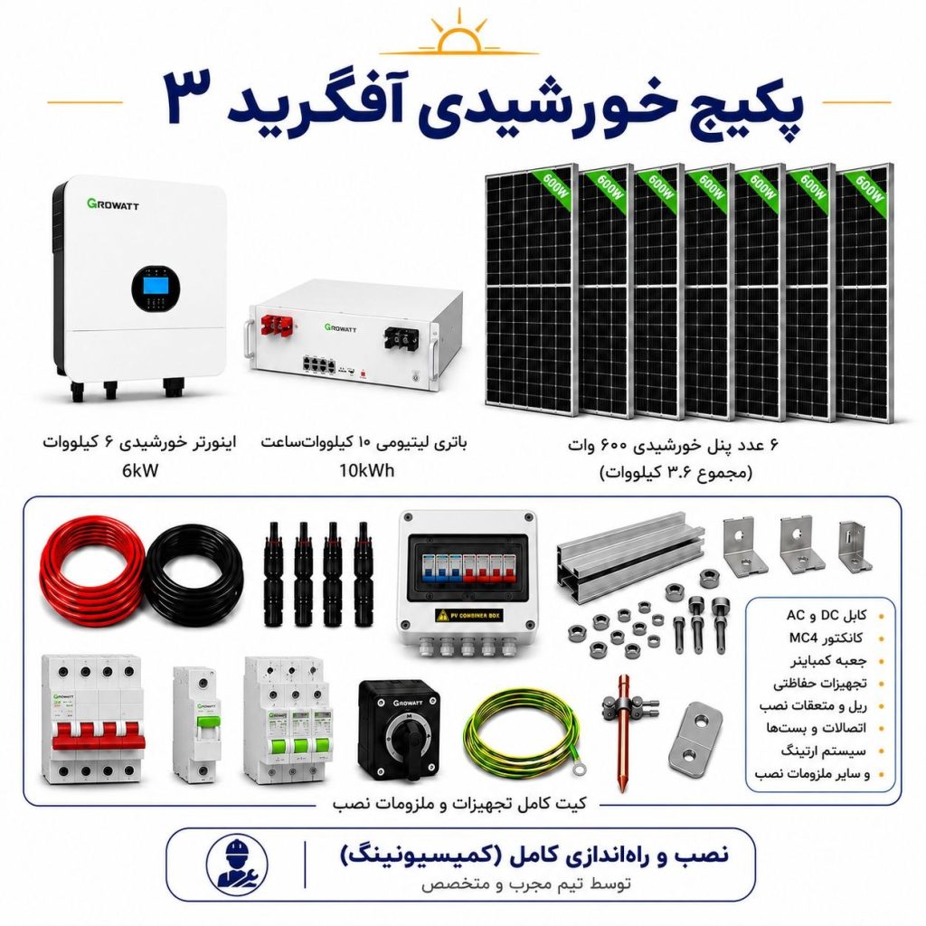 پکیج سیستم خورشیدی آفگرید شماره ۳