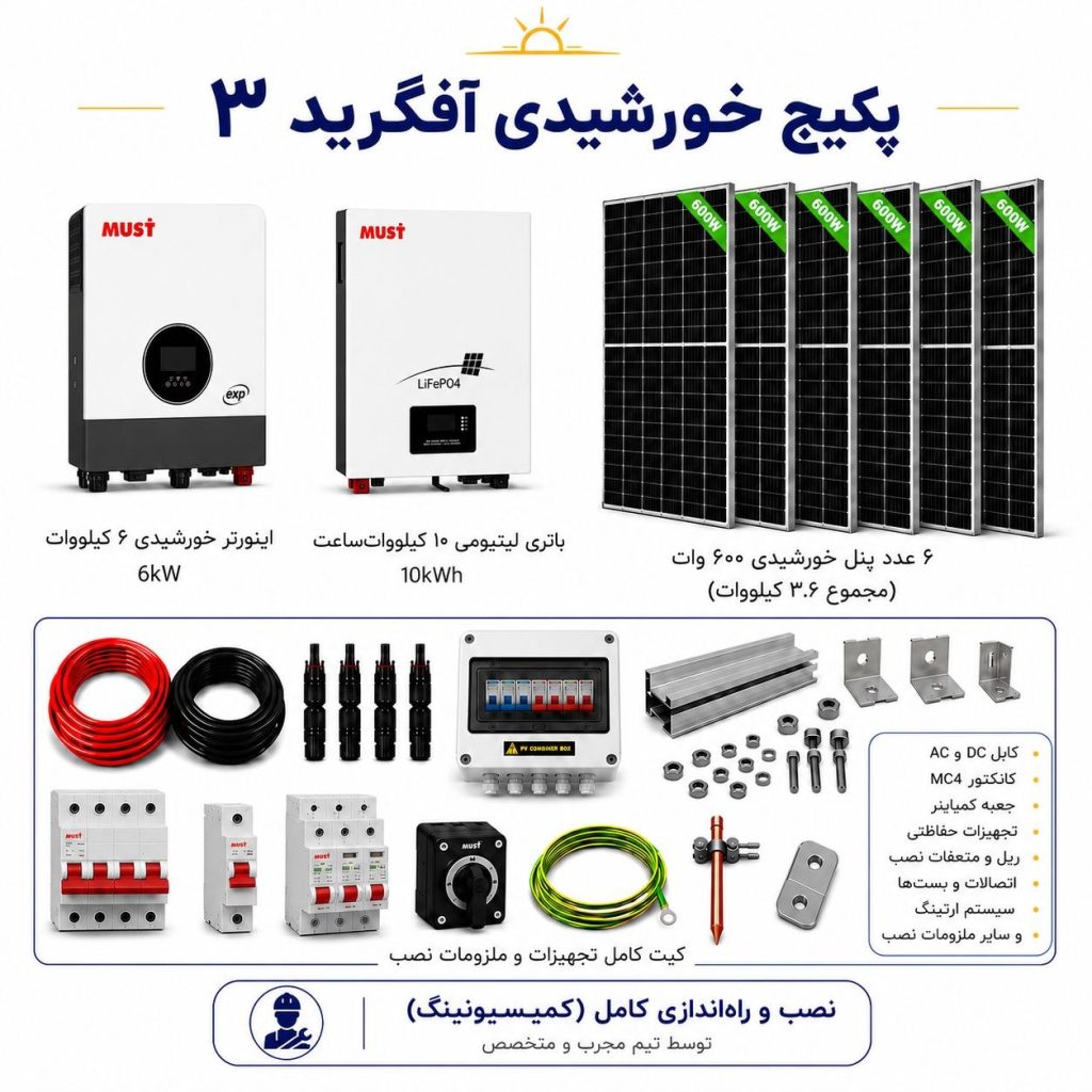 پکیج سیستم خورشیدی آفگرید شماره ۳